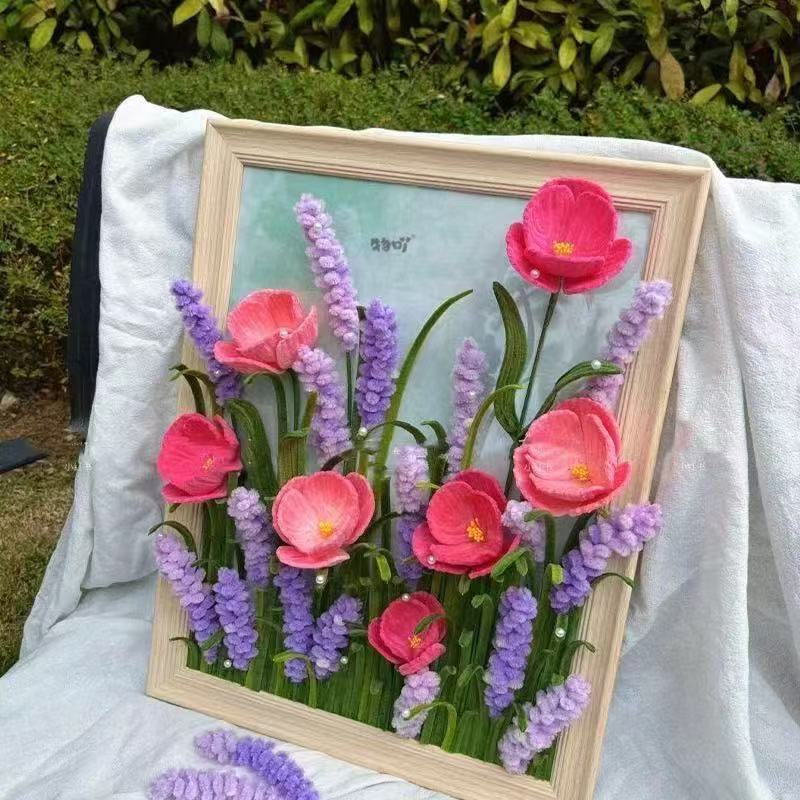 Bloom Your Own Memory – Handmade Iris Flower Frame Art | Creative Floral Home Decor & Meaningful Gift,16.54 × 11.69 inch