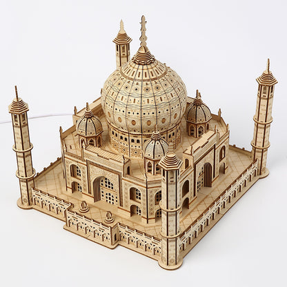 Taj Mahal Wooden 3D Puzzle | DIY Architectural Model Kit With LED Light | Creative Home Decor Gift