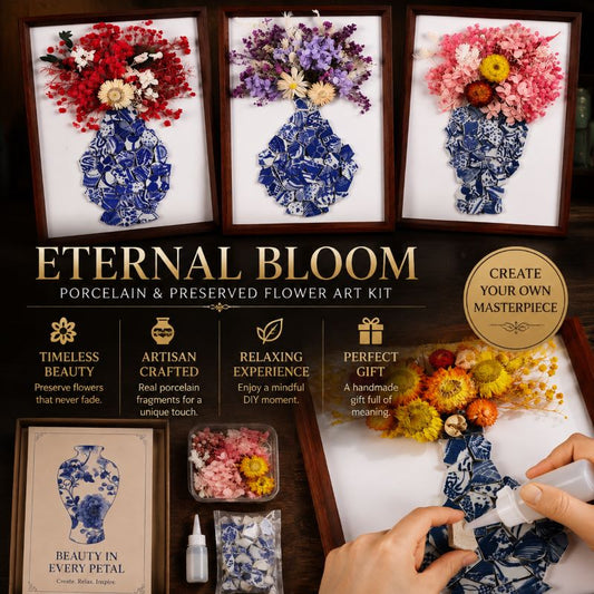 Eternal Bloom Porcelain Art DIY Kit | Handmade Dried Flower Vase Frame Craft