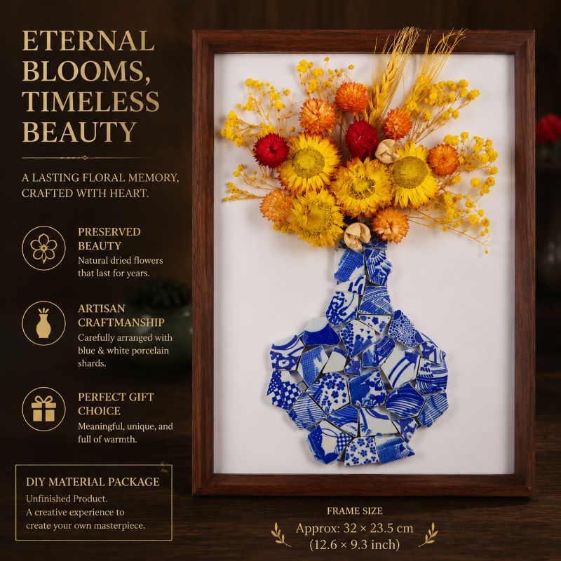 Golden Harvest Porcelain Floral Art Frame