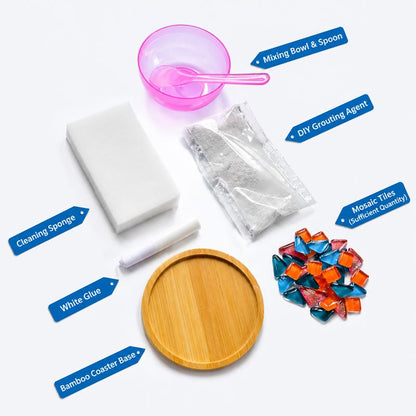 DIY Mosaic Coaster Kit – Create Your Own Handmade Glass Tile Coaster | Creative Craft Gift for Adults & Beginners