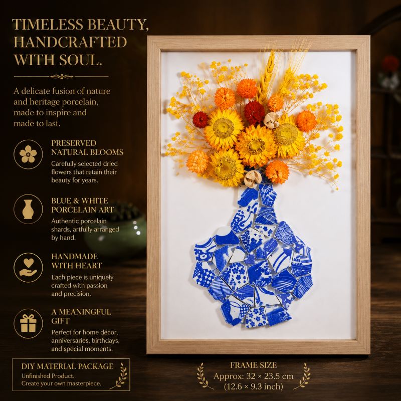 Eternal Bloom Porcelain Art DIY Kit | Handmade Dried Flower Vase Frame Craft
