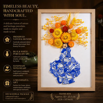 Eternal Bloom Porcelain Art DIY Kit | Handmade Dried Flower Vase Frame Craft