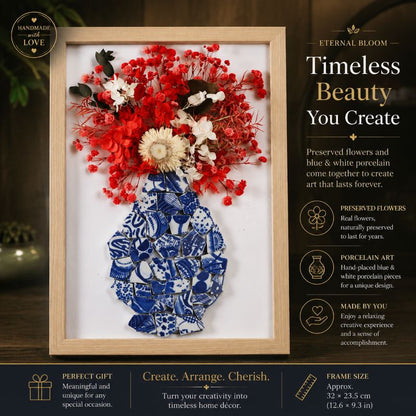 Eternal Bloom Porcelain Art DIY Kit | Handmade Dried Flower Vase Frame Craft