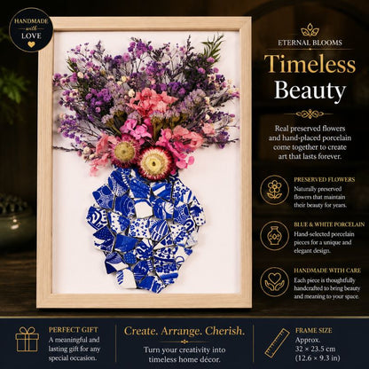 Eternal Bloom Porcelain Art DIY Kit | Handmade Dried Flower Vase Frame Craft