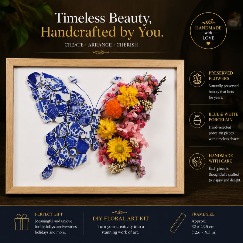 Eternal Bloom Porcelain Art DIY Kit | Handmade Dried Flower Vase Frame Craft