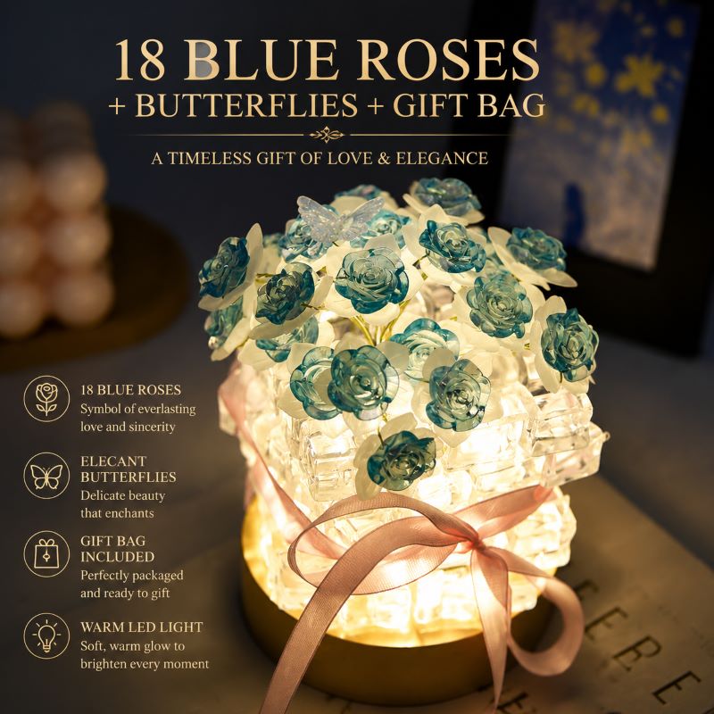 Preserved Rose Crystal Night Light – Handmade Romantic Floral Lamp Gift, Includes Exquisite Gift Bag