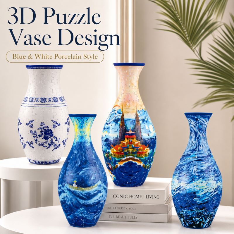3D Puzzle Vase Kit | Creative Floral Home Decor & Modern Decorative Art Piece