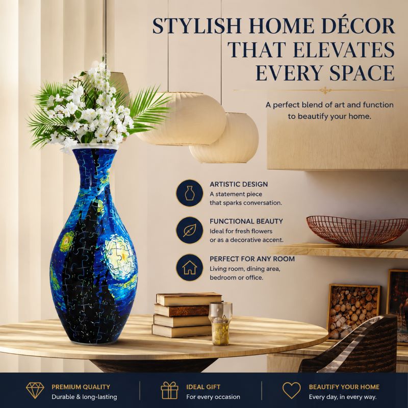 3D Puzzle Vase Kit | Creative Floral Home Decor & Modern Decorative Art Piece